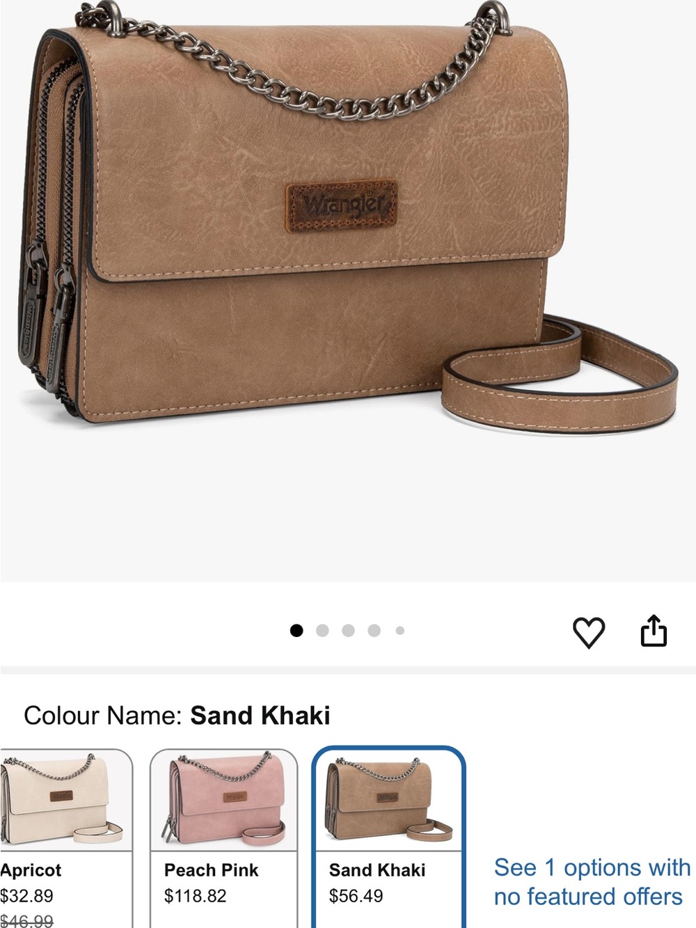 Wrangler Tan Crossbody Clutch with Chain Strap - Picture 5 of 5
